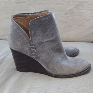 Lucky Brand Gray Wedge Ankle Boots